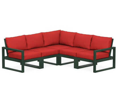 POLYWOOD® EDGE 5-Piece Modular Deep Seating Set in Green / Crimson Linen
