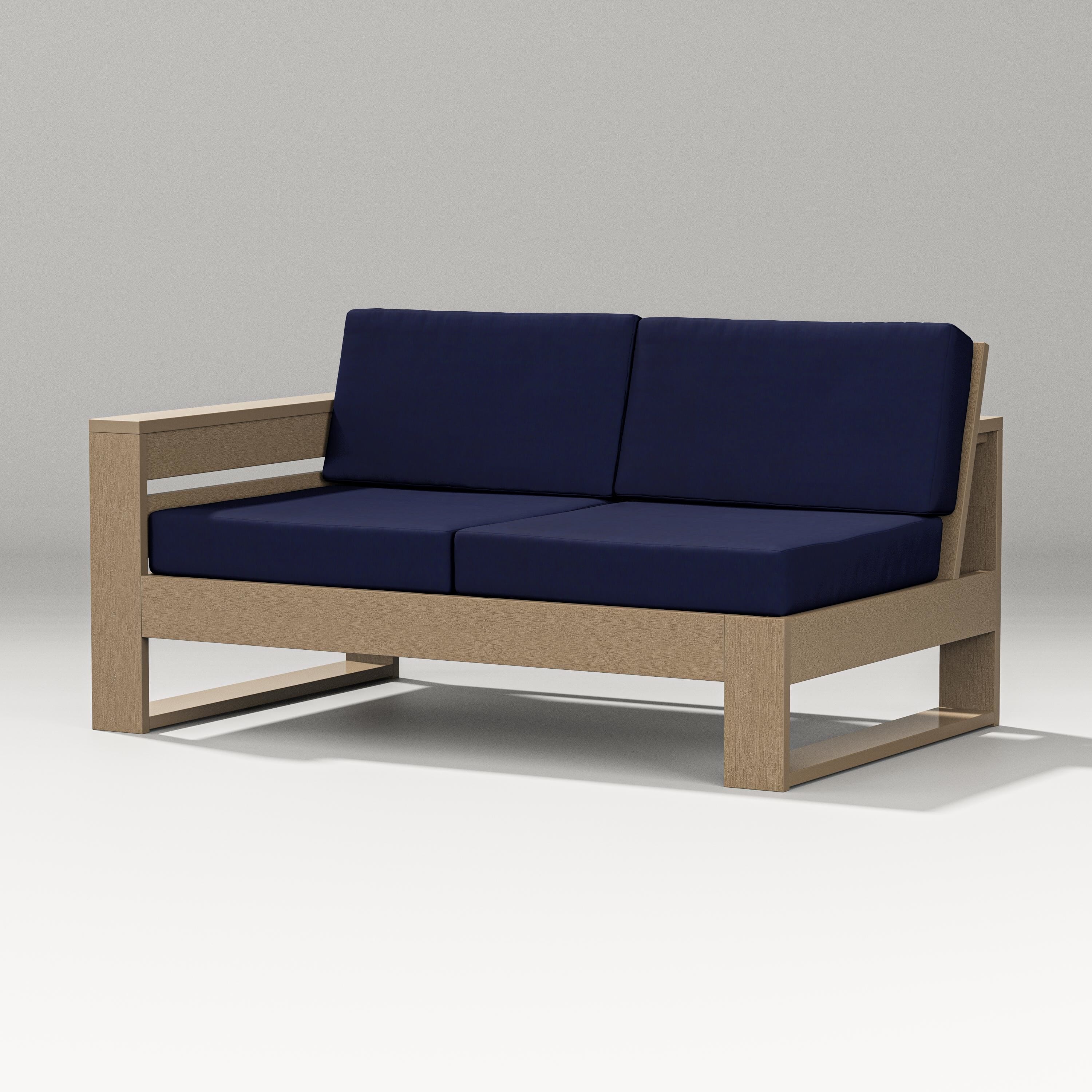 PW Designer Series Latitude Modular Left Arm Loveseat in Vintage Sahara / Navy