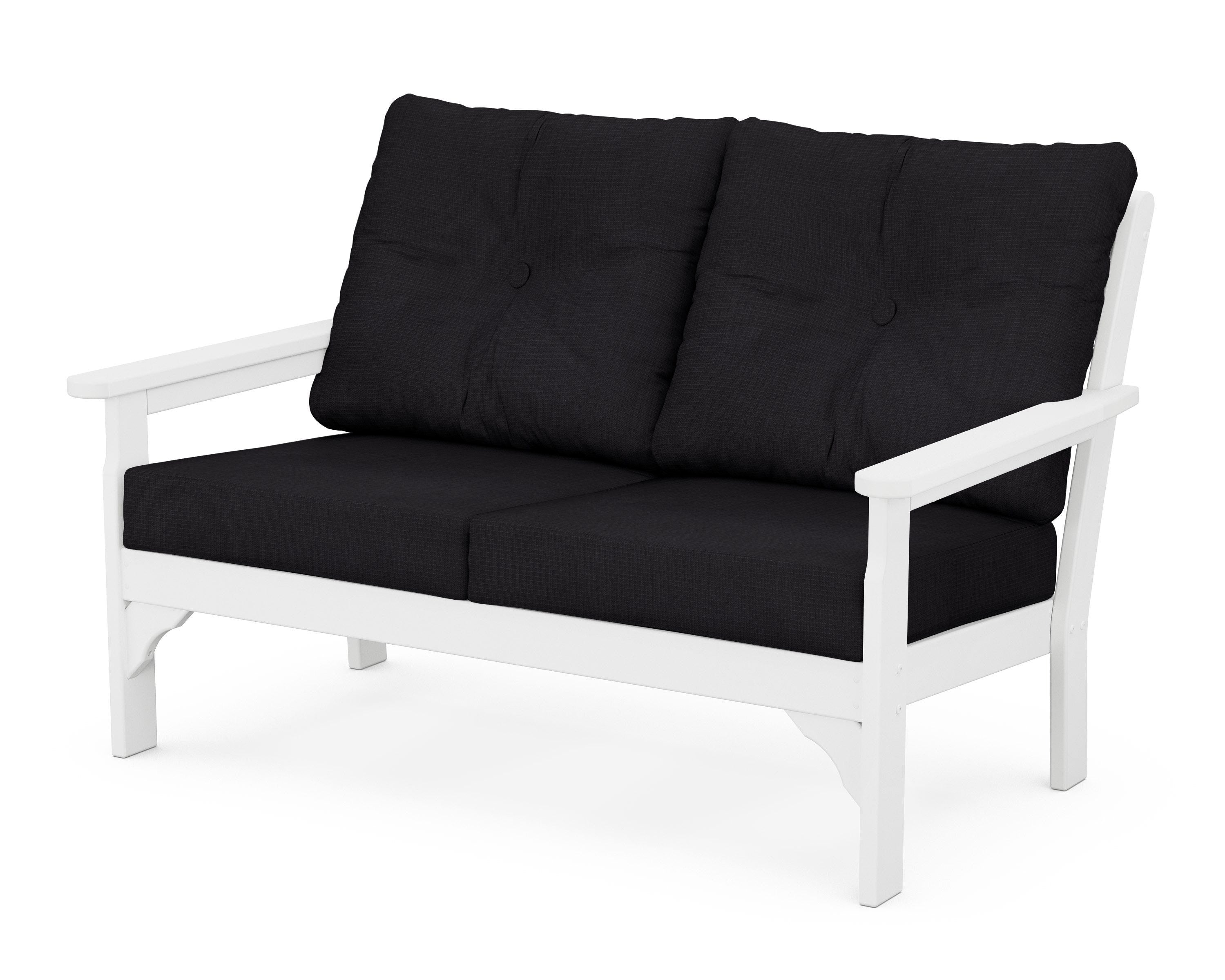 POLYWOOD® Vineyard Deep Seating Loveseat in White / Midnight Linen