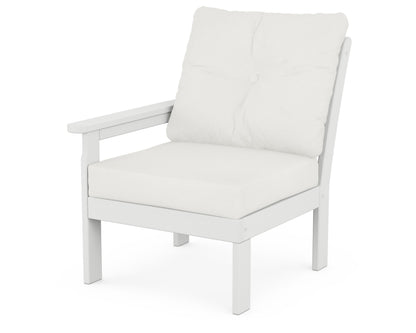 POLYWOOD® Vineyard Modular Left Arm Chair in White / Natural Linen