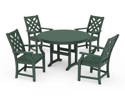 Country Living Wovendale 5-Piece Round Farmhouse Dining Set in Green