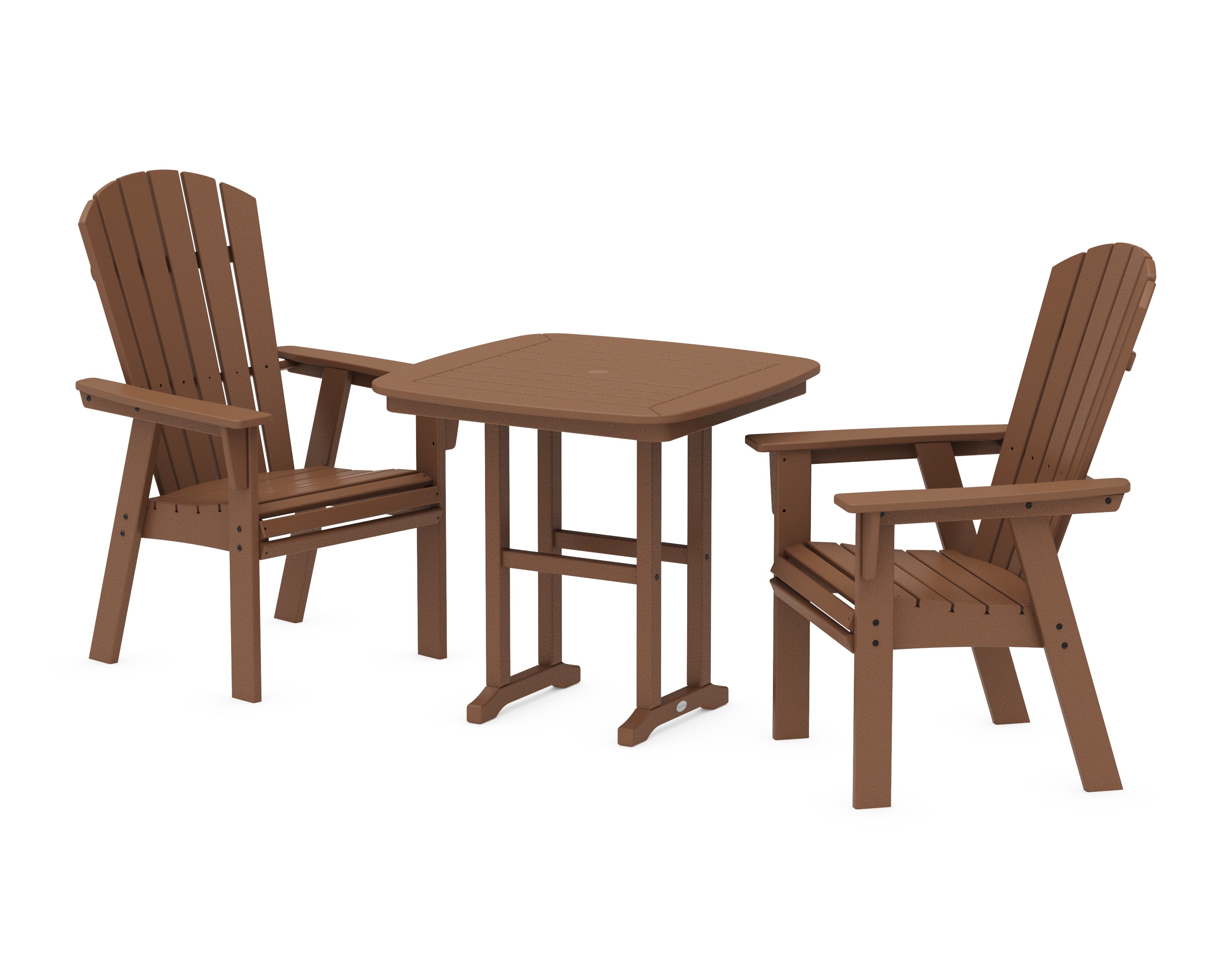 POLYWOOD® Nautical Adirondack 3-Piece Dining Set in Teak