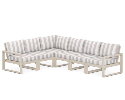 POLYWOOD® EDGE 6-Piece Modular Deep Seating Set in Sand / Cabana Stripe Dune Burlap