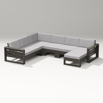 PW Designer Series Latitude Corner Sectional with Right Chaise in Vintage Coffee / Granite