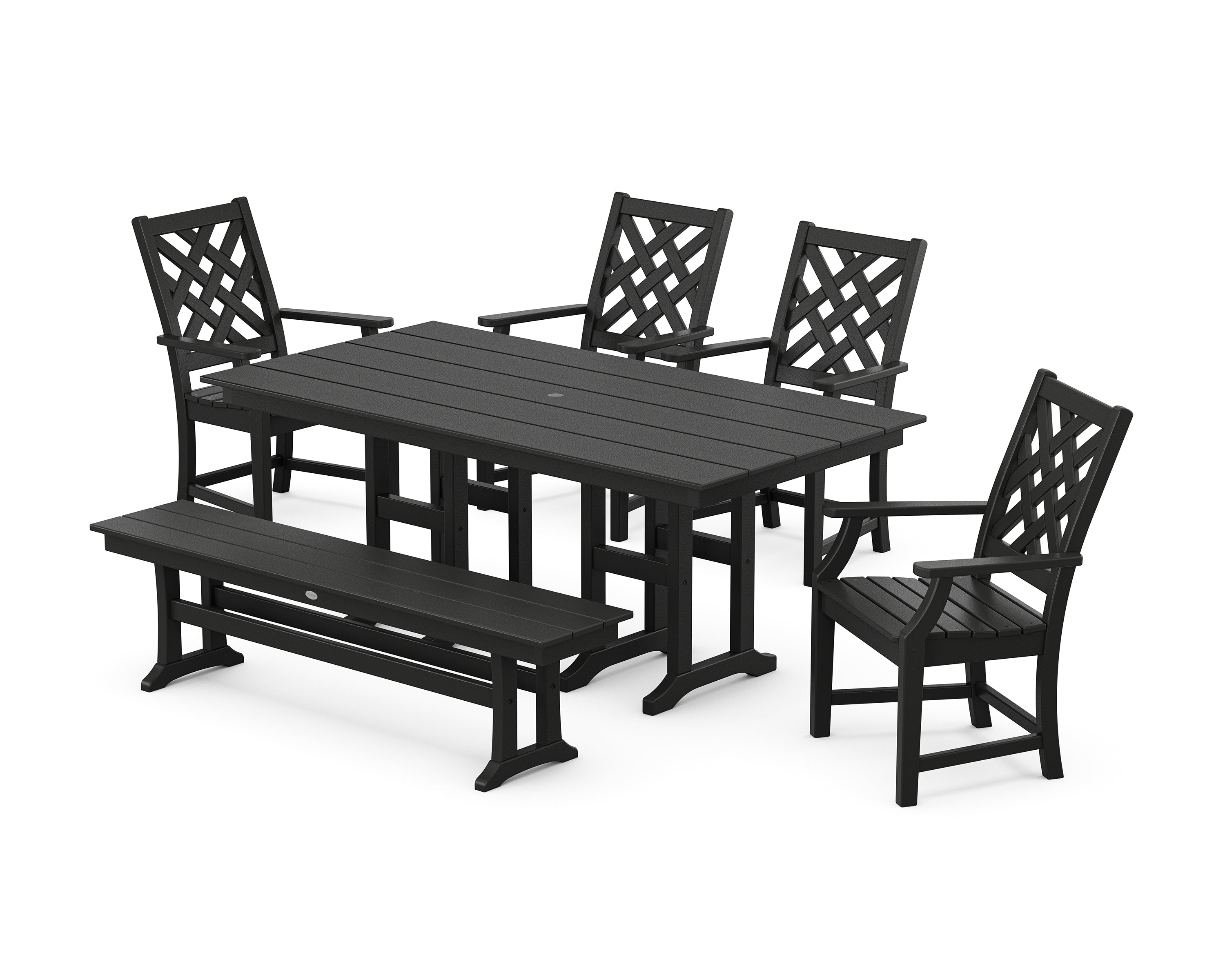 Country Living Wovendale 6-Piece Farmhouse Dining Set with Bench in Black