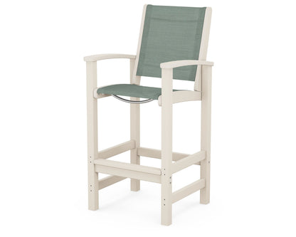 POLYWOOD® Coastal Bar Chair in Sand / Dupioni Sea Mist Sling