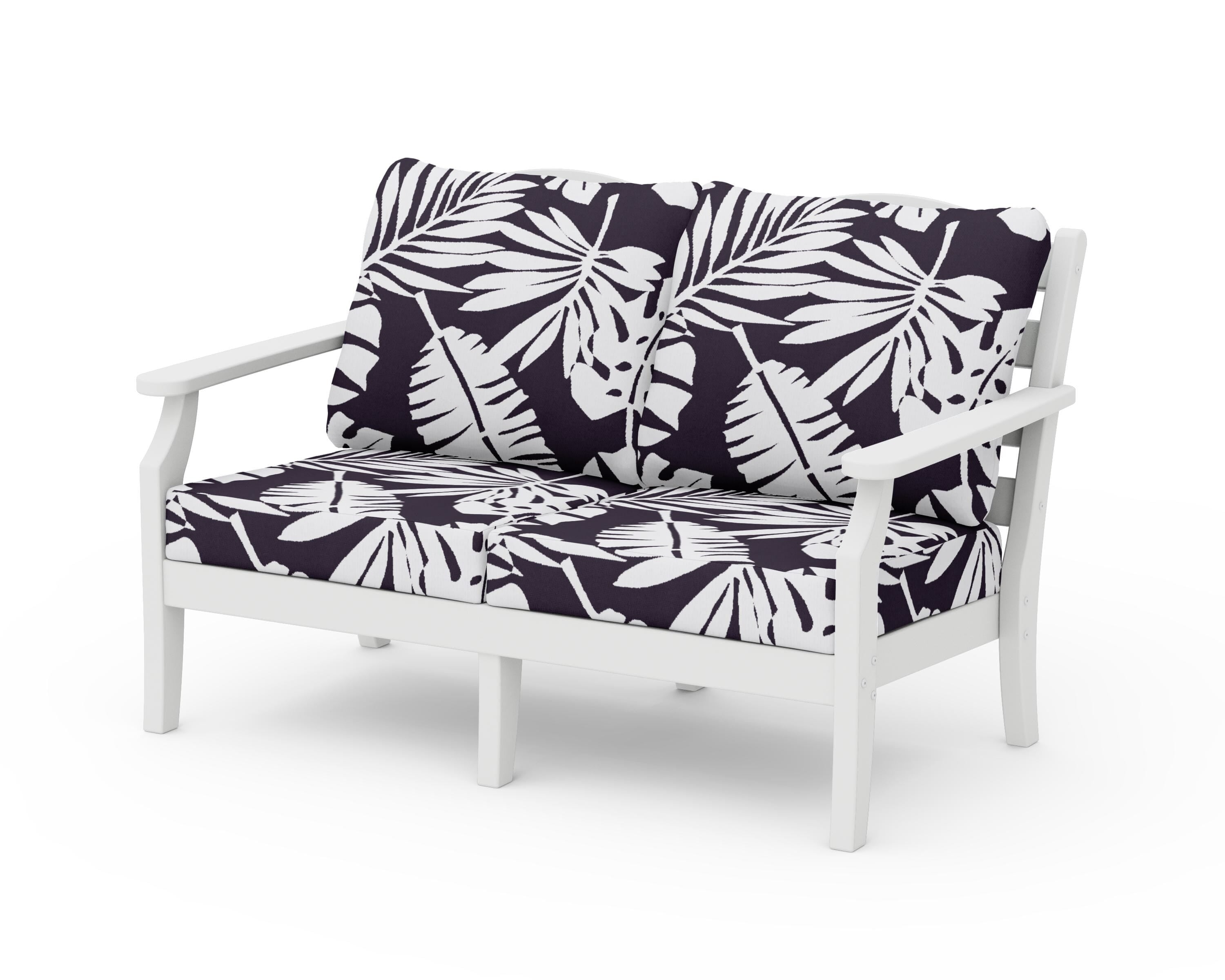 Draper James™ by  POLYWOOD® Savannah Deep Seating Loveseat in White / Leaf Navy