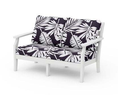Draper James™ by  POLYWOOD® Savannah Deep Seating Loveseat in White / Leaf Navy