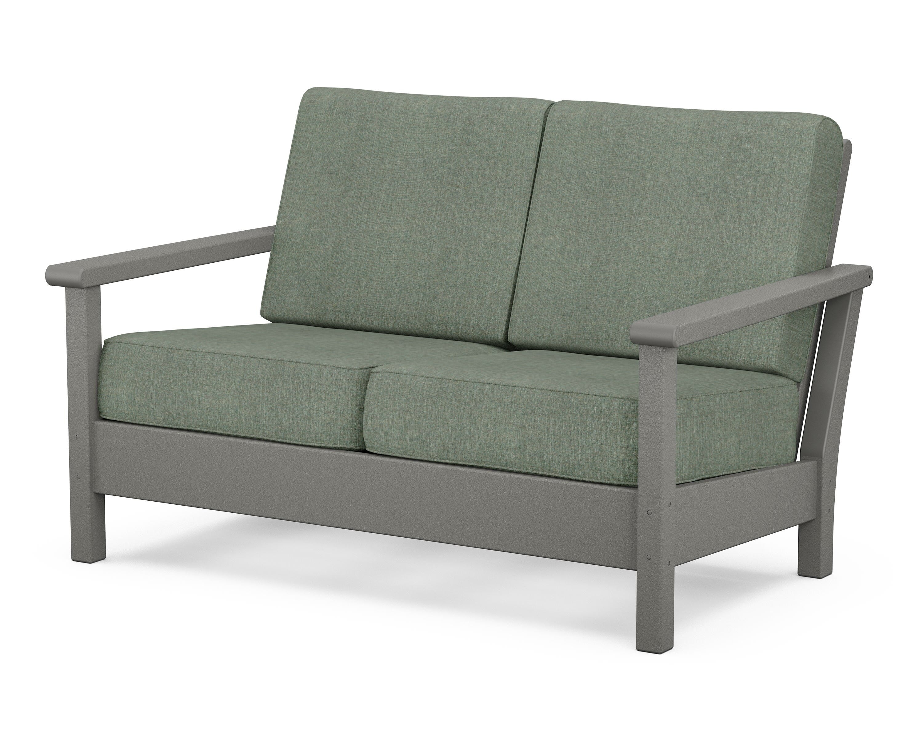 POLYWOOD® Harbour Deep Seating Loveseat in Slate Grey / Cast Sage