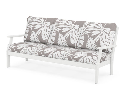 POLYWOOD® Braxton Deep Seating Sofa in White / Leaf Grey Mist