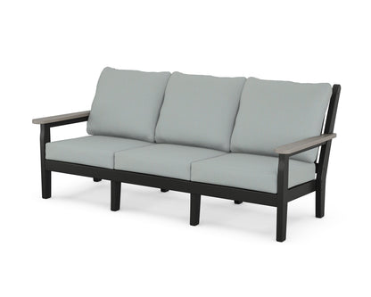 POLYWOOD® Chippendale Deep Seating Sofa in Black / Driftwood / Spa
