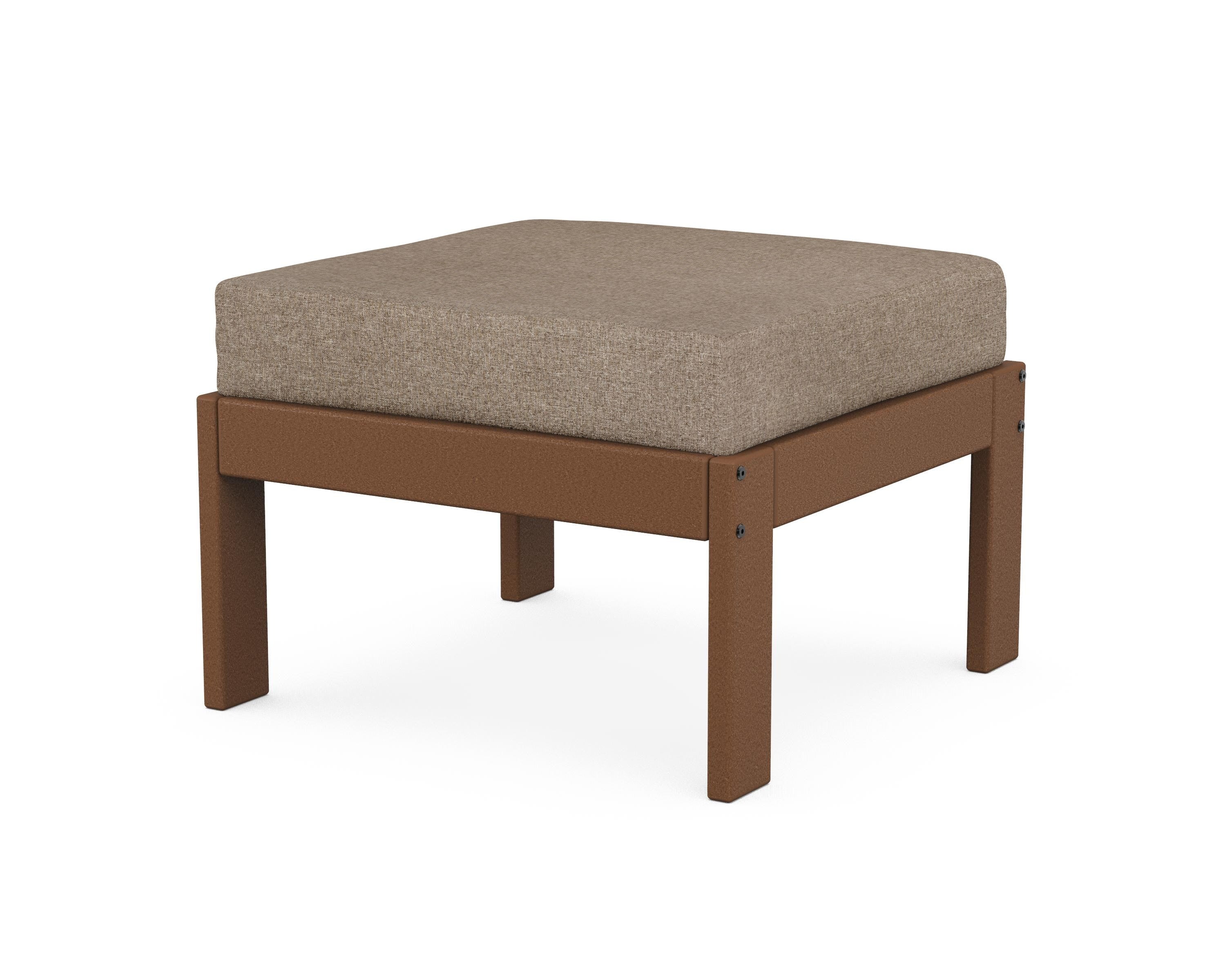 POLYWOOD® Vineyard Modular Ottoman in Teak / Spiced Burlap