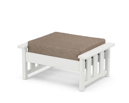 Martha Stewart by POLYWOOD® Acadia Deep Seating Ottoman in White / Spiced Burlap