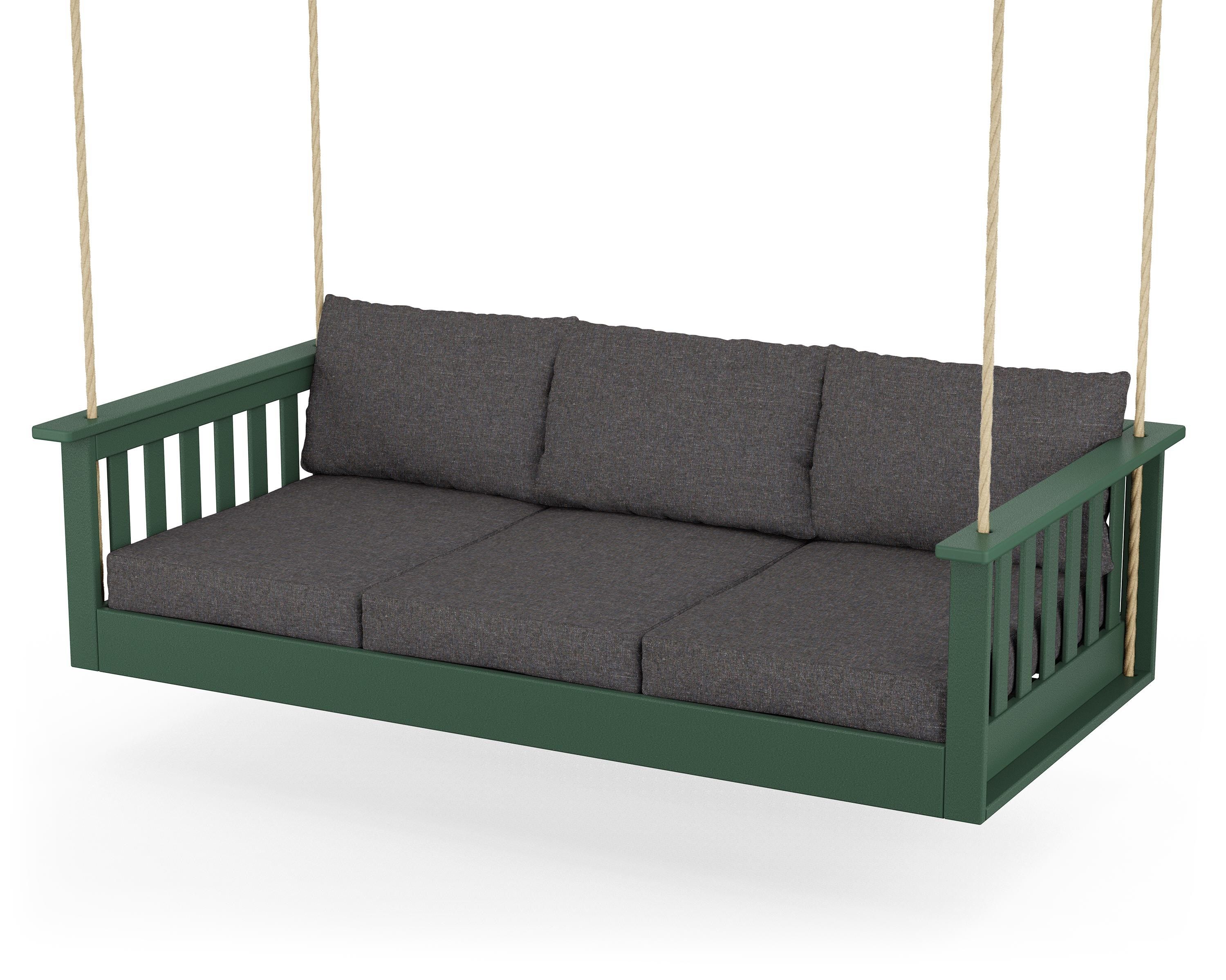 POLYWOOD® Vineyard Daybed Swing in Green / Ash Charcoal