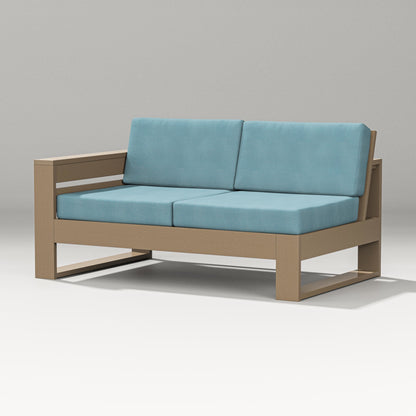 PW Designer Series Latitude Modular Left Arm Loveseat in Vintage Sahara / Lattice Sky Blue