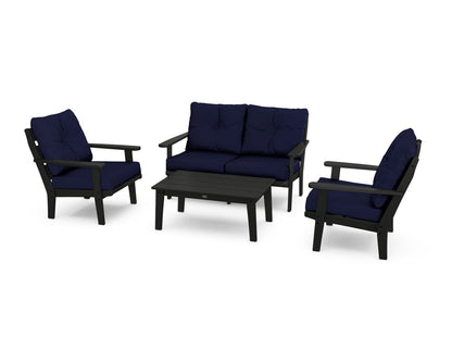 POLYWOOD® Lakeside 4-Piece Deep Seating Set in Black / Navy