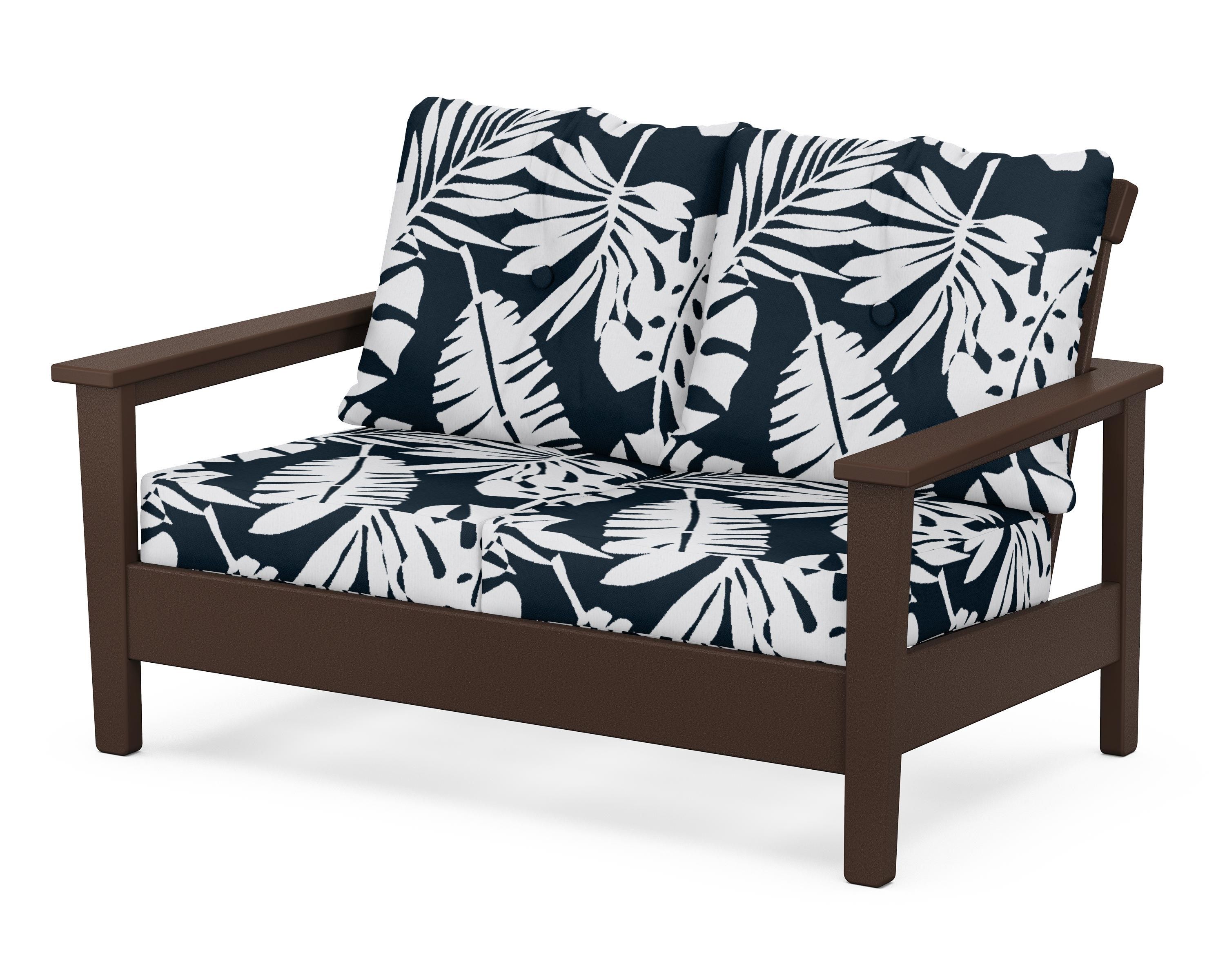 POLYWOOD® Prescott Deep Seating Loveseat in Mahogany / Leaf Marine Indigo