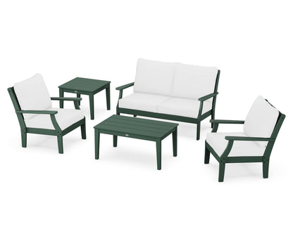 POLYWOOD® Braxton 5-Piece Deep Seating Set in Green / Natural