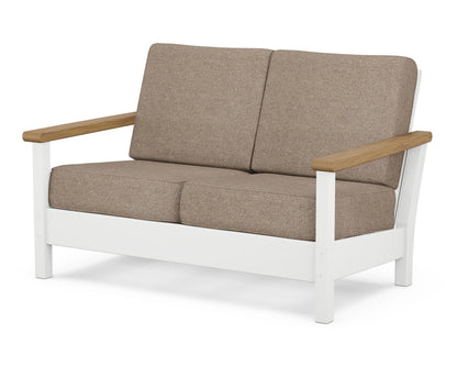POLYWOOD® Harbour Deep Seating Loveseat in White / Natural / Spiced Burlap