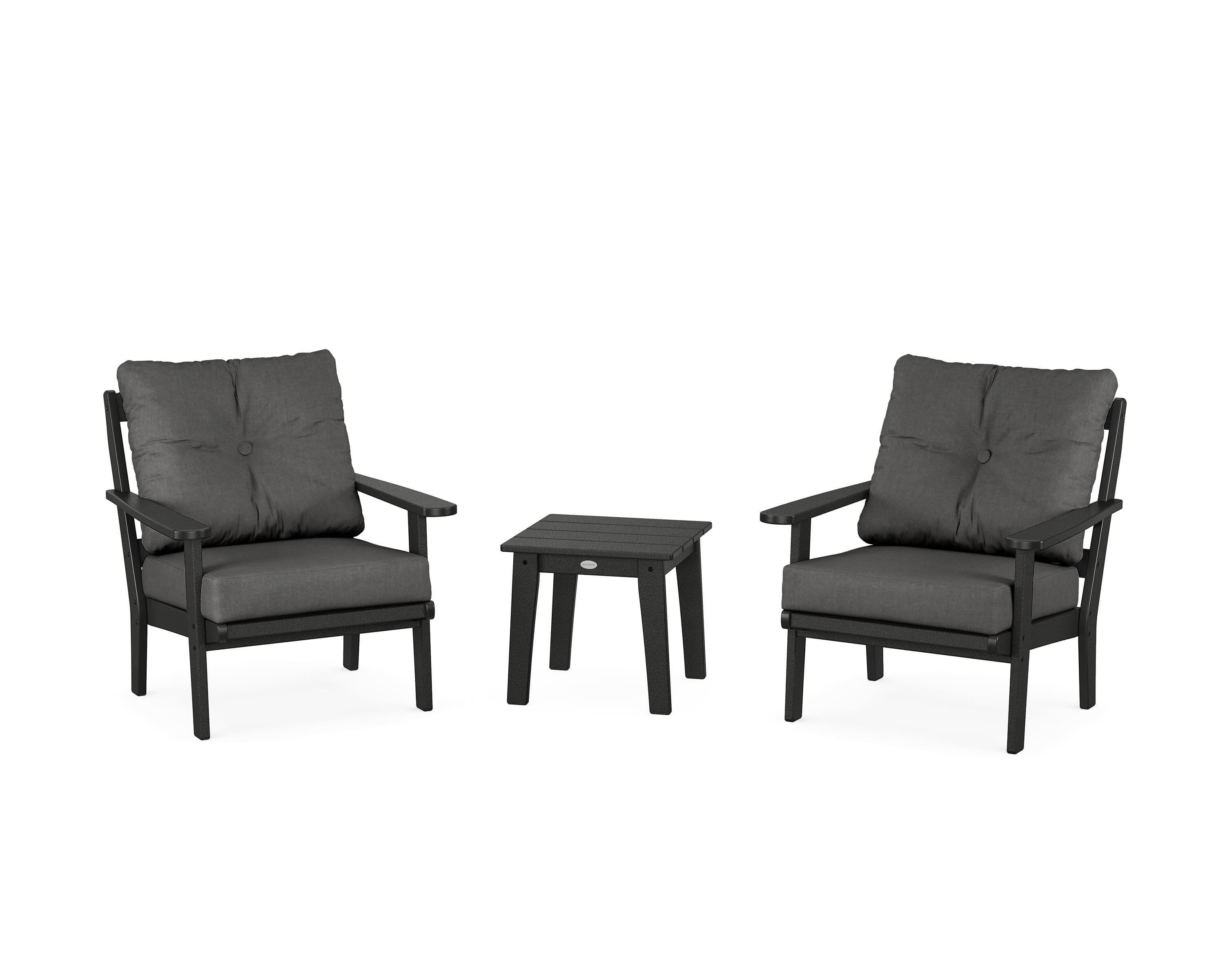POLYWOOD® Mission 3-Piece Deep Seating Set in Black / Spectrum Carbon