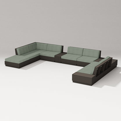 PW Designer Series Elevate 11-Piece Conversation Sectional Set in Vintage Coffee / Cast Sage