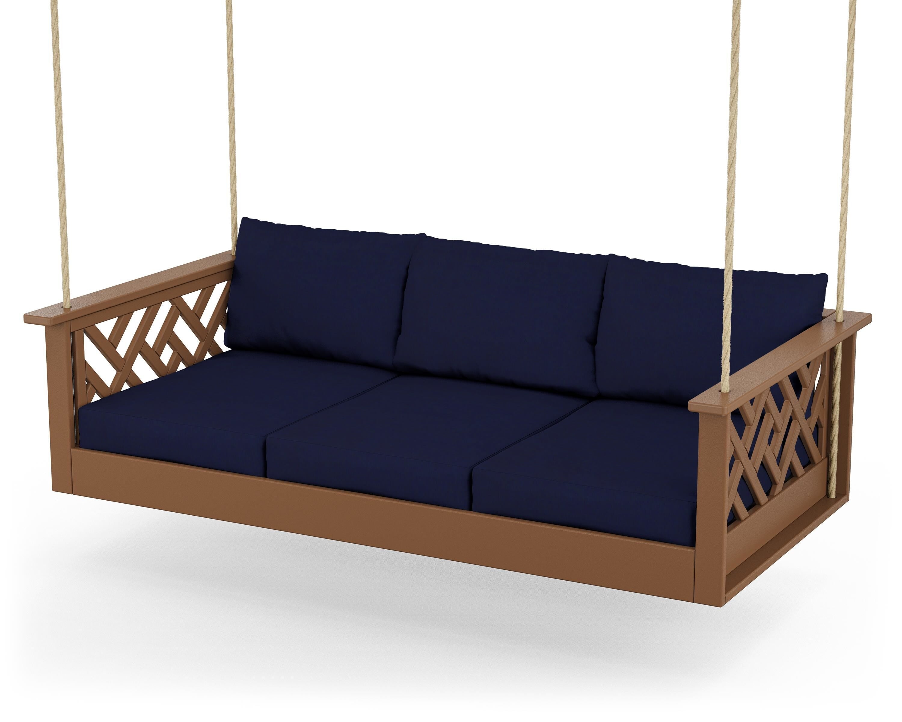 POLYWOOD® Chippendale Daybed Swing in Teak / Navy