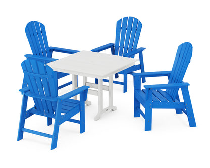POLYWOOD® South Beach 5-Piece Farmhouse Dining Set in Pacific Blue / White