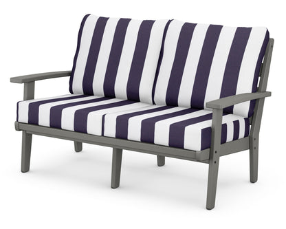 POLYWOOD® Grant Park Deep Seating Loveseat in Slate Grey / Cabana Stripe Navy