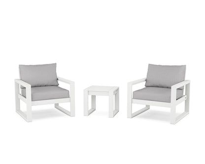 POLYWOOD® EDGE Sectional 3-Piece Deep Seating Set in White / Granite