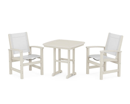 POLYWOOD® Coastal 3-Piece Dining Set in Sand / White Sling