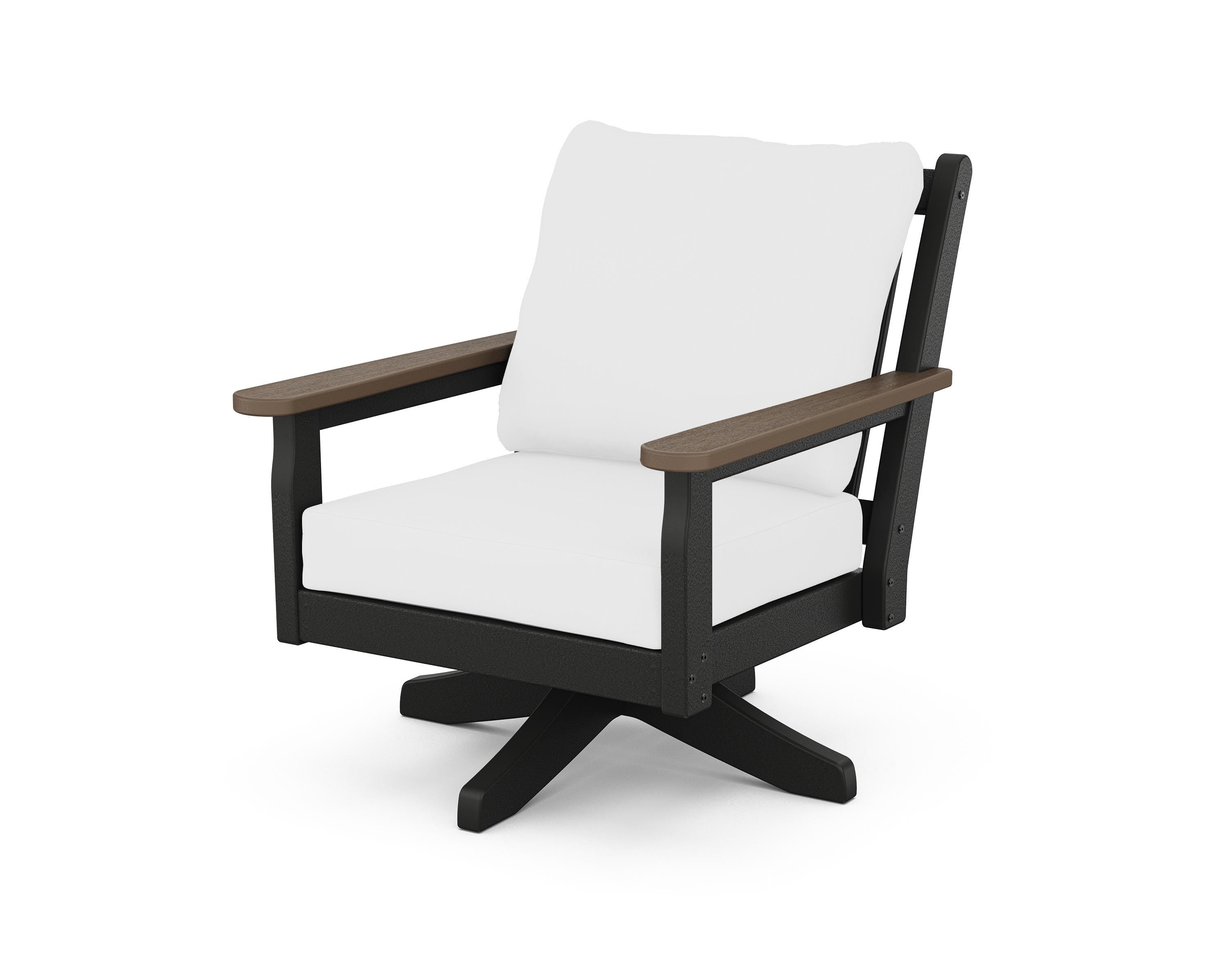 POLYWOOD® Chippendale Deep Seating Swivel Chair in Black / Kona / Natural