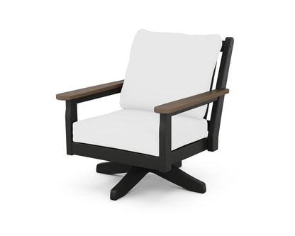 POLYWOOD® Chippendale Deep Seating Swivel Chair in Black / Kona / Natural