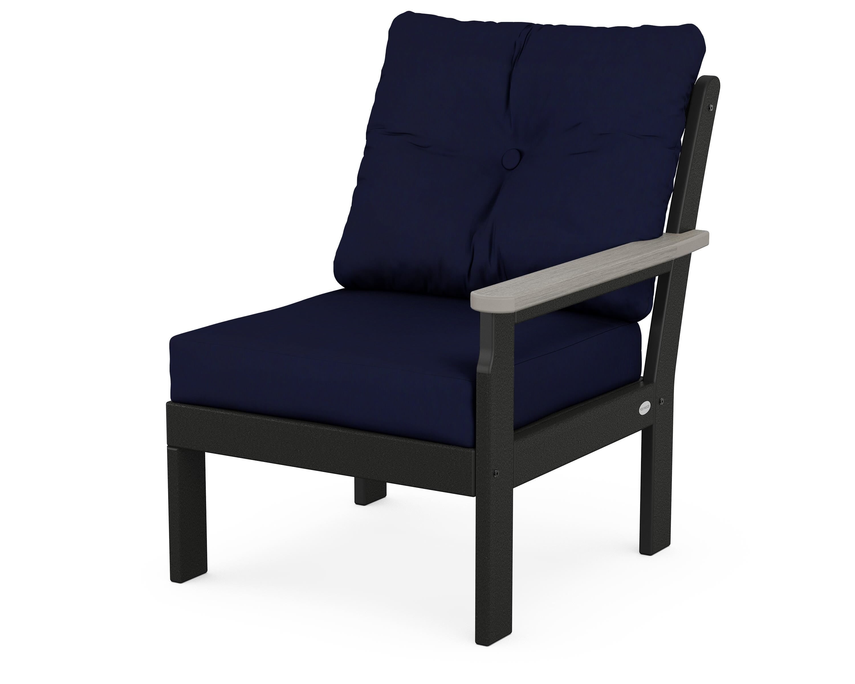 POLYWOOD® Vineyard Modular Right Arm Chair in Black / Driftwood / Navy