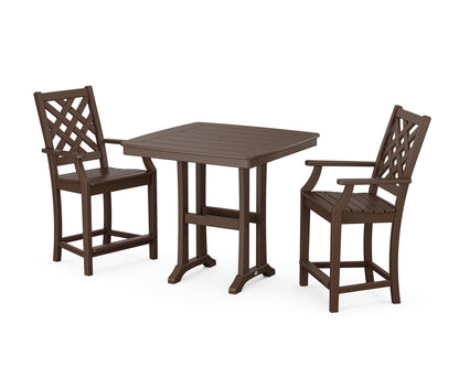 Country Living Wovendale 3-Piece Counter Set with Trestle Legs in Mahogany