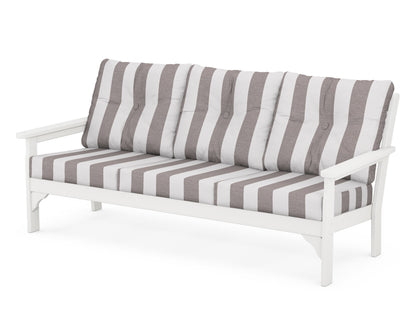POLYWOOD® Vineyard Deep Seating Sofa in White / Cabana Stripe Grey Mist