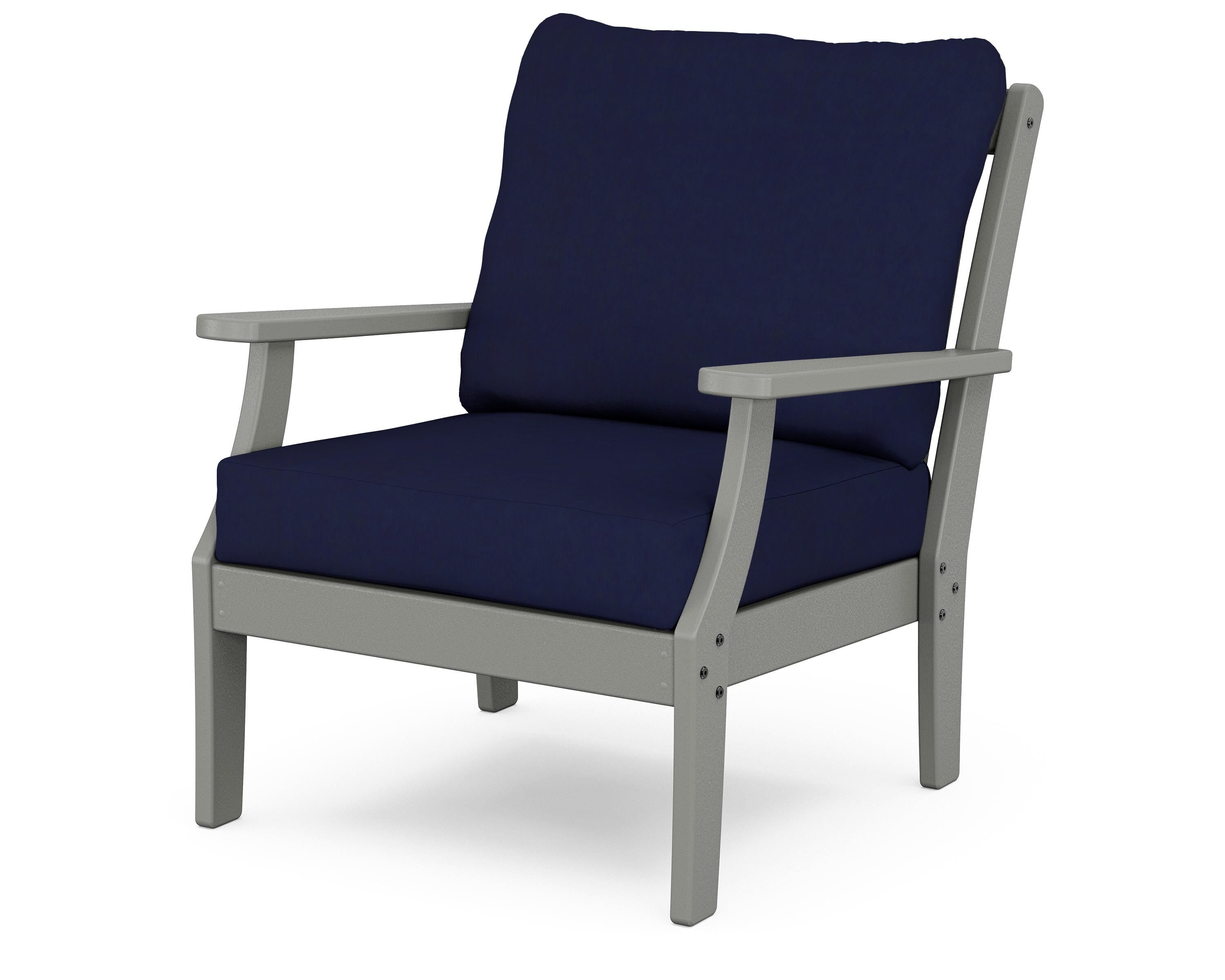 POLYWOOD® Braxton Deep Seating Chair in Slate Grey / Navy