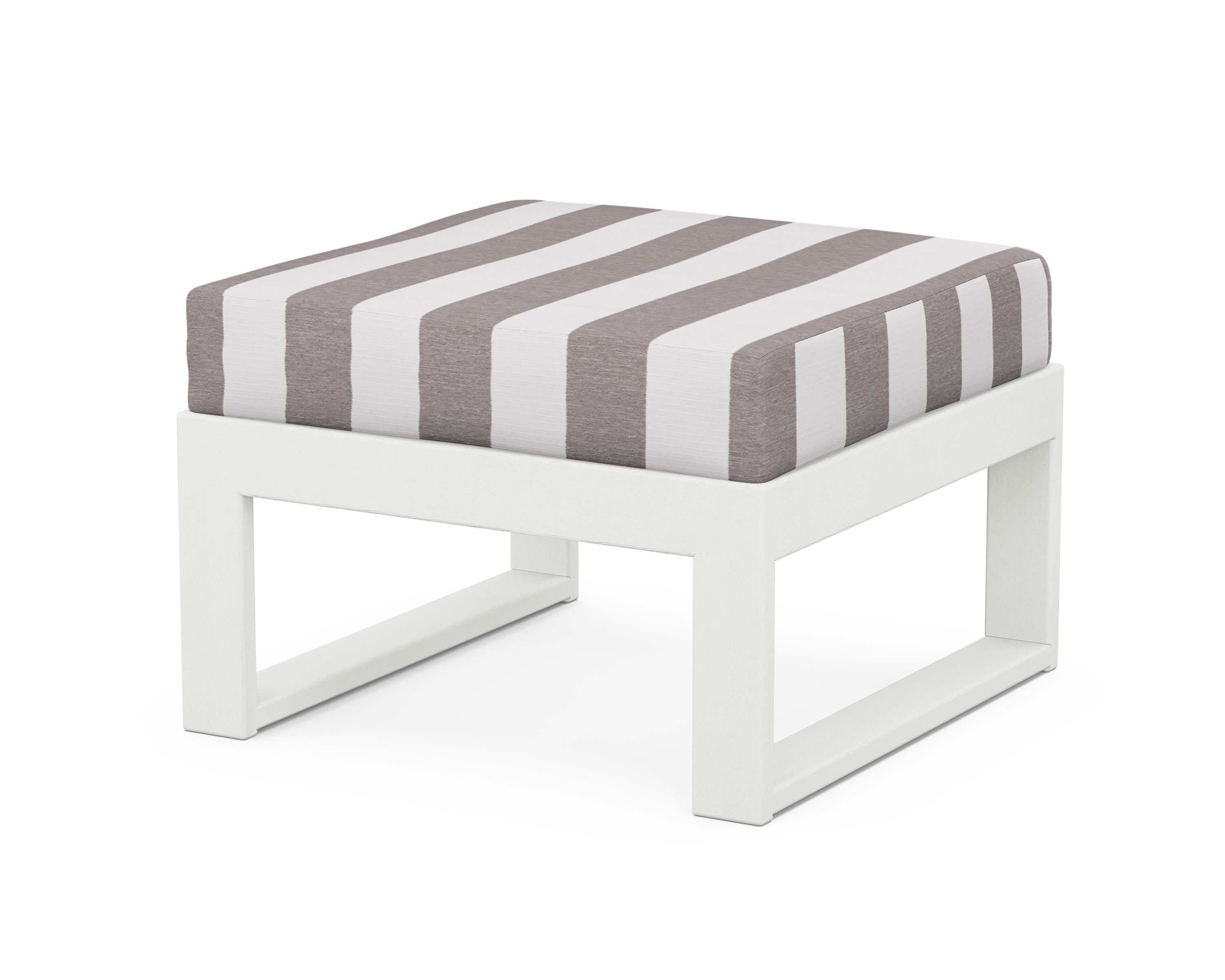 Unbranded Modular Ottoman - Modern in Vintage White / Cabana Stripe Grey Mist