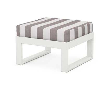 Unbranded Modular Ottoman - Modern in Vintage White / Cabana Stripe Grey Mist