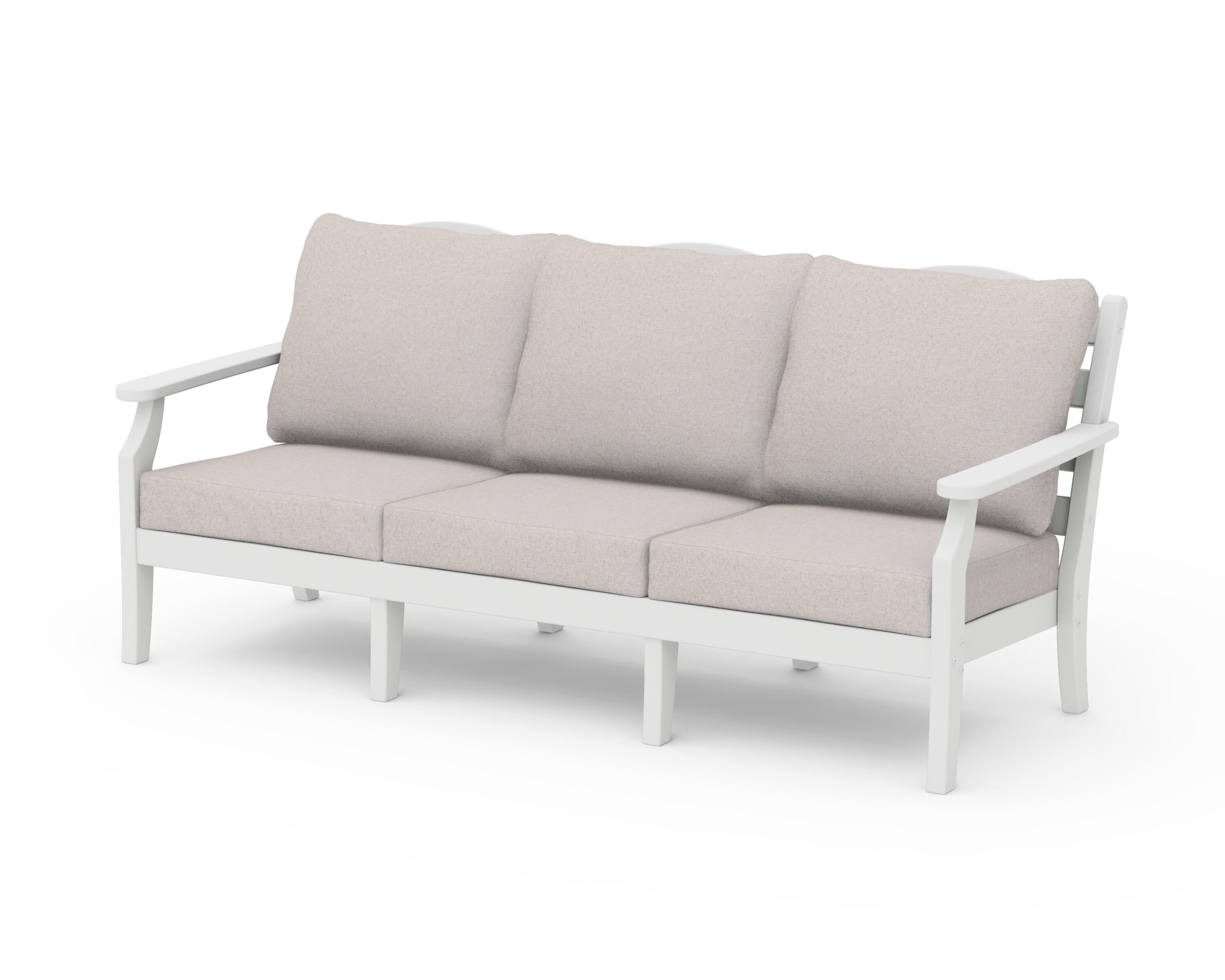 Draper James™ by  POLYWOOD® Savannah Deep Seating Sofa in White / Dune Burlap