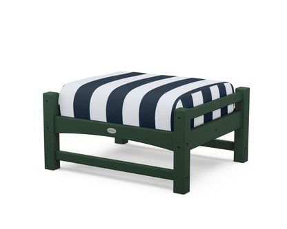 POLYWOOD® Club Ottoman in Green / Cabana Stripe Marine Indigo