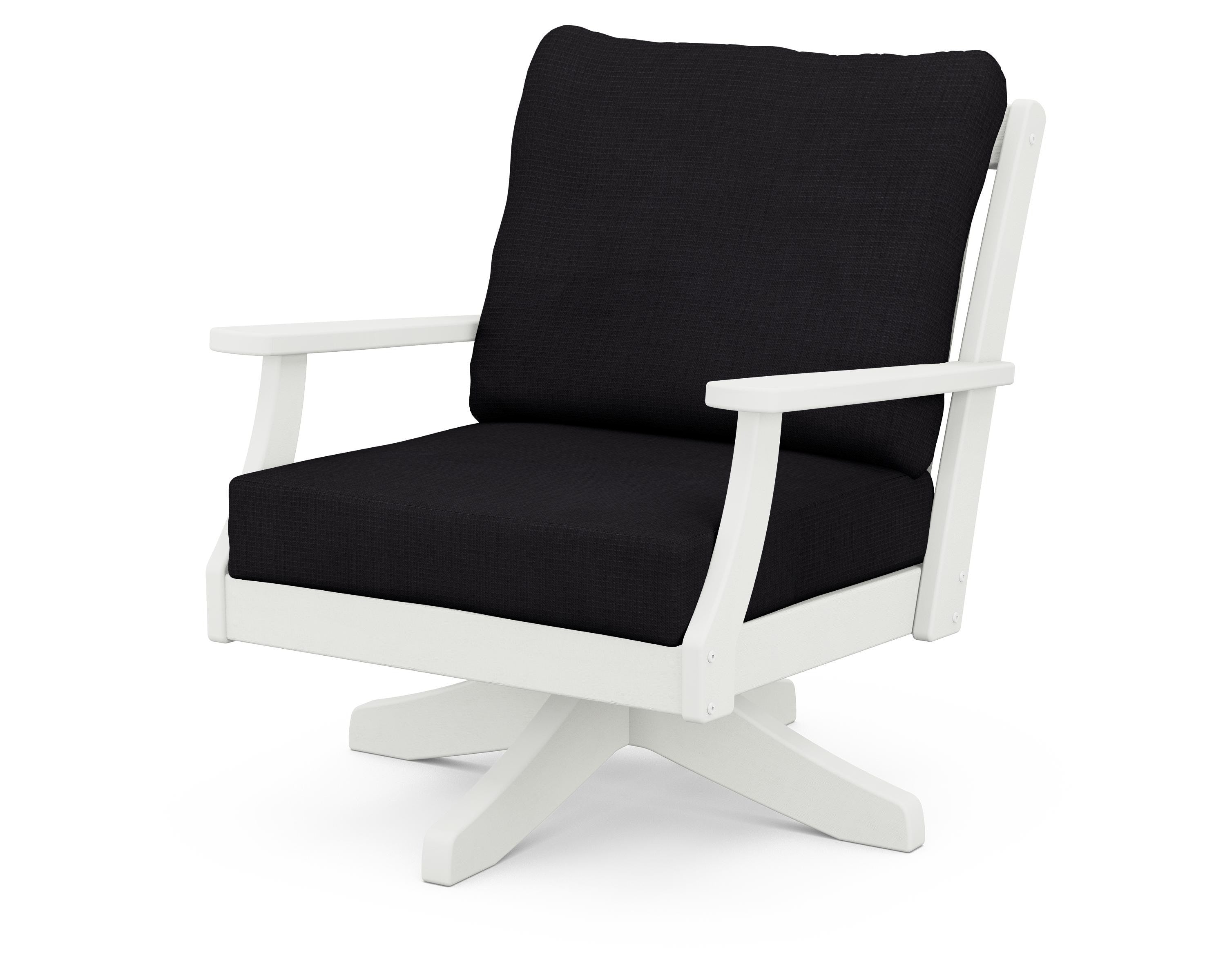 POLYWOOD® Braxton Deep Seating Swivel Chair in Vintage White / Midnight Linen