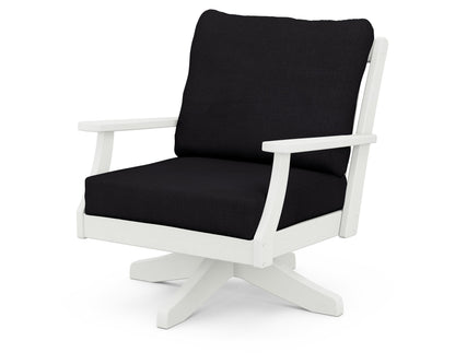 POLYWOOD® Braxton Deep Seating Swivel Chair in Vintage White / Midnight Linen
