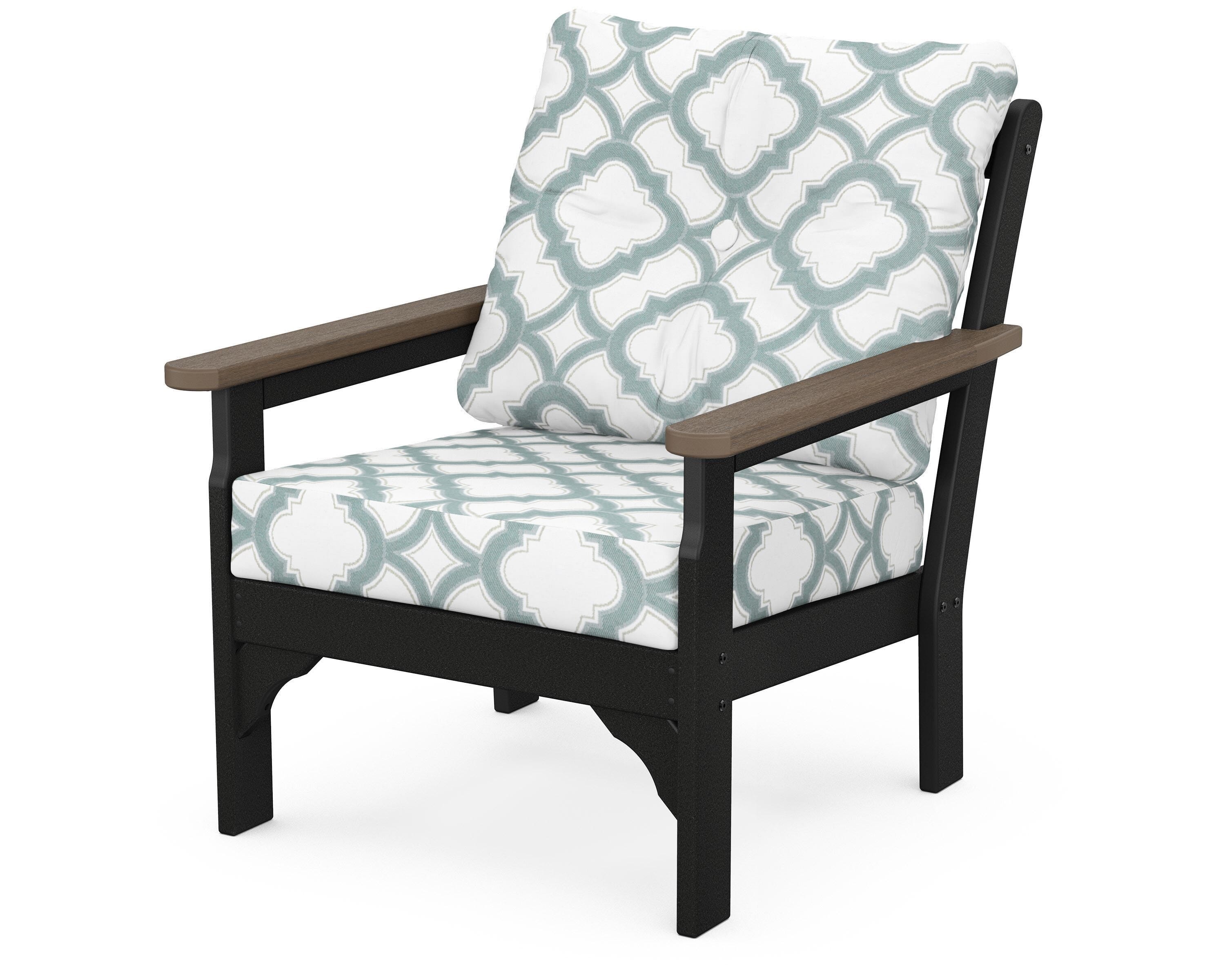 POLYWOOD® Vineyard Deep Seating Chair in Black / Kona / Trellis Glacier Spa