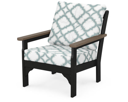 POLYWOOD® Vineyard Deep Seating Chair in Black / Kona / Trellis Glacier Spa