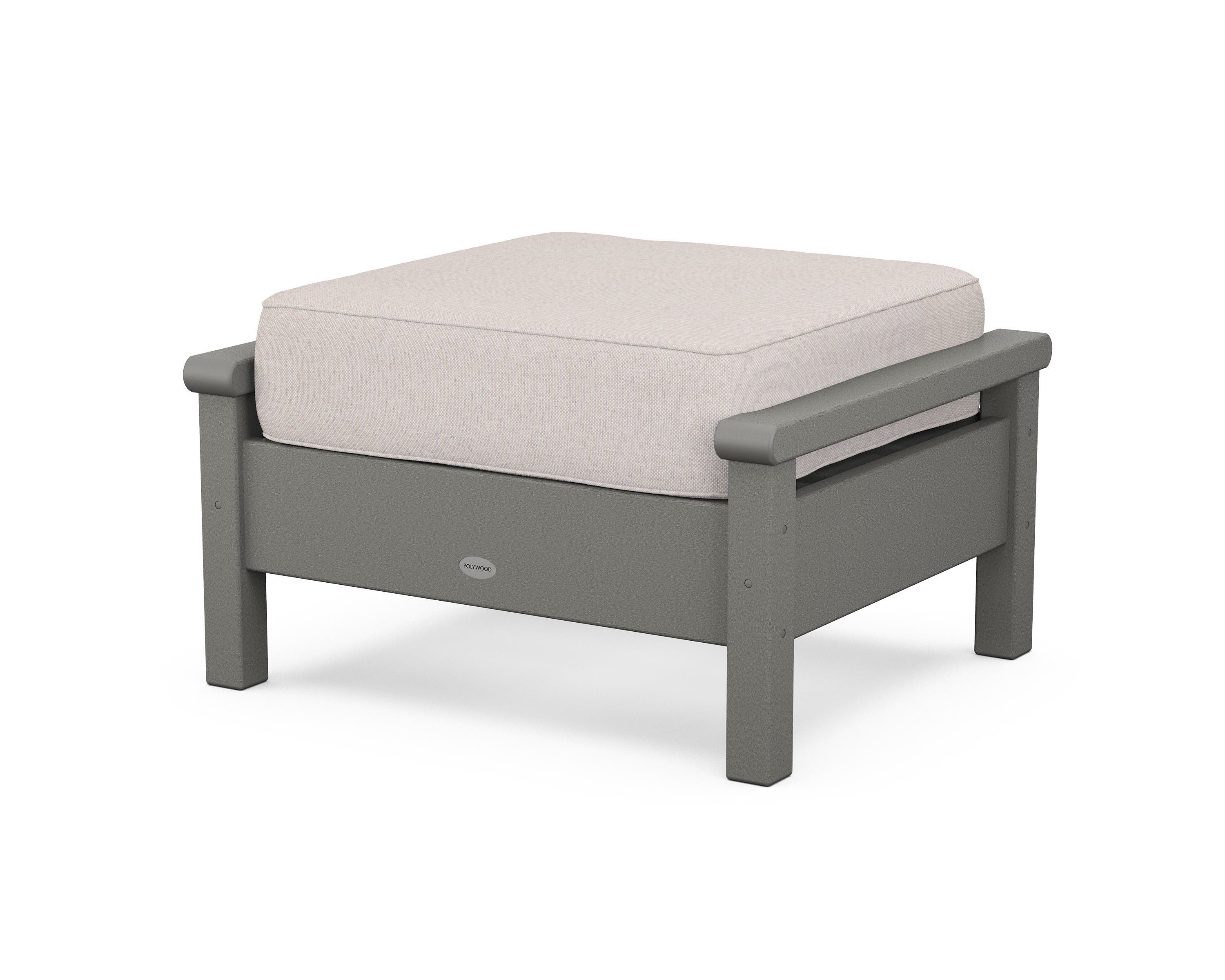 POLYWOOD® Harbour Deep Seating Ottoman in Slate Grey / Dune Burlap