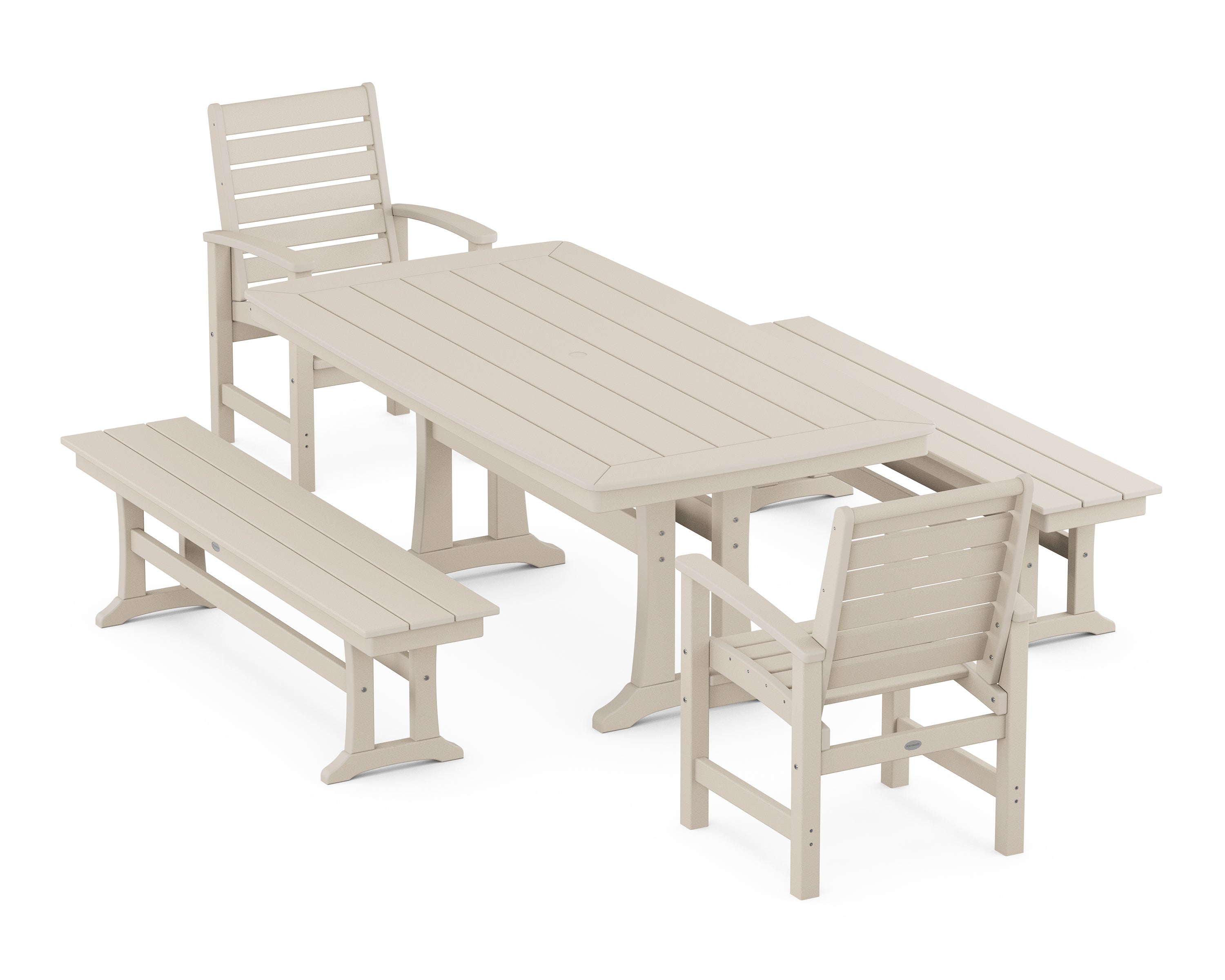 POLYWOOD® Signature 5-Piece Dining Set with Trestle Legs in Sand