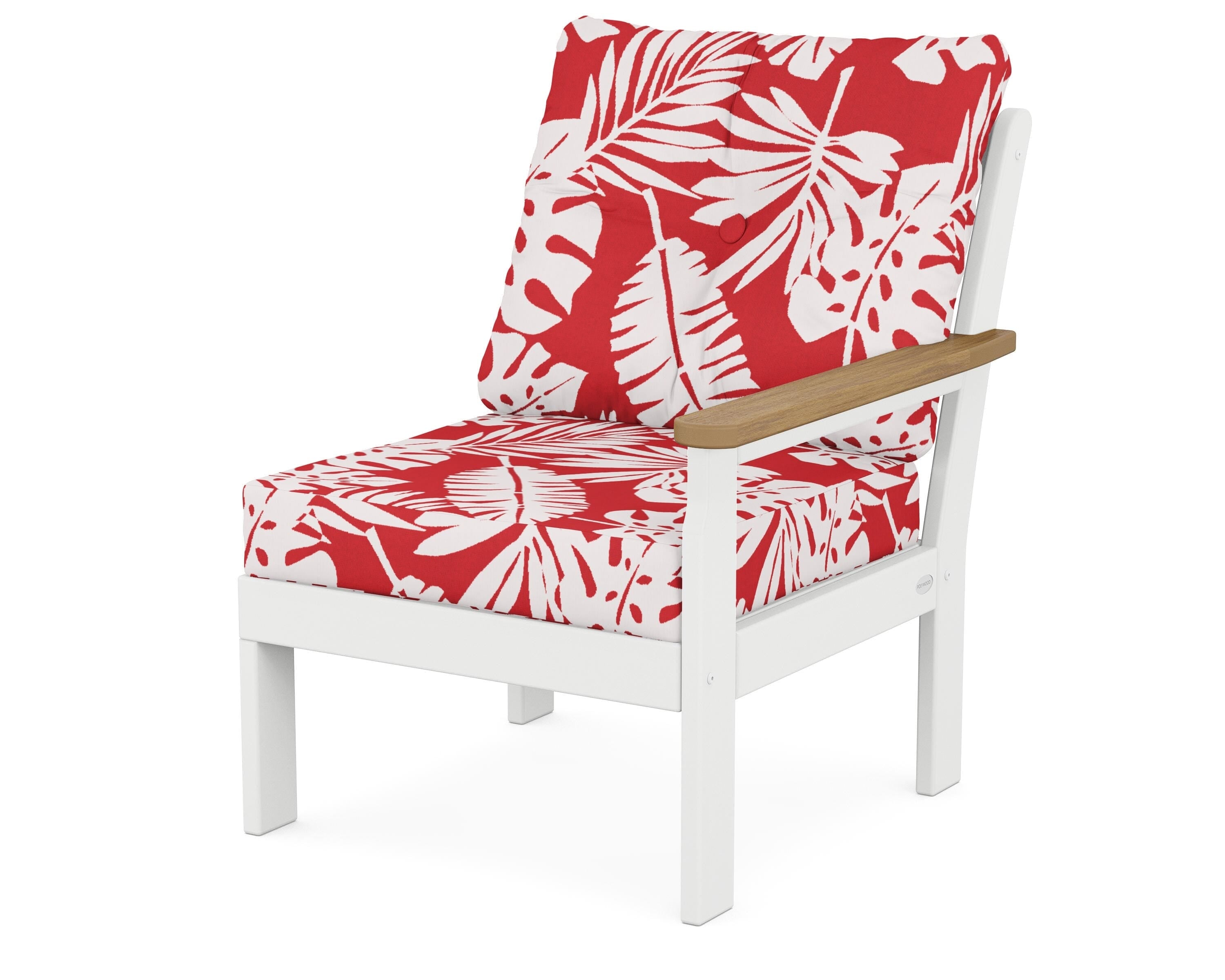 POLYWOOD® Vineyard Modular Right Arm Chair in White / Natural / Leaf Crimson