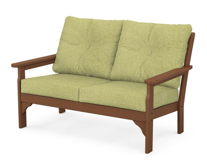 POLYWOOD® Vineyard Deep Seating Loveseat in Teak / Chartreuse Boucle