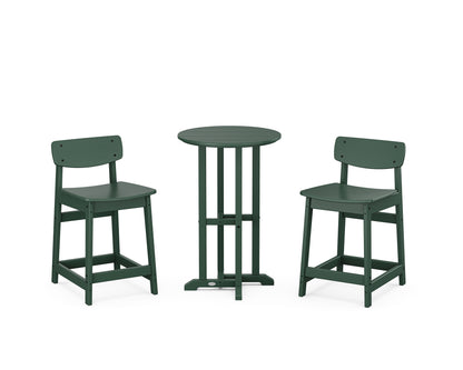 POLYWOOD® Modern Studio Urban Lowback 3-Piece Bistro Counter Set in Green