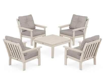 POLYWOOD® Vineyard 5-Piece Deep Seating Conversation Set in Sand / Weathered Tweed